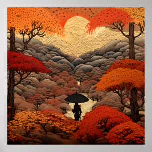 Affiche automne Ukiyo-e Japon