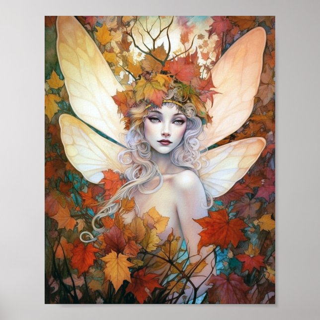 Affiche Automne Woodland Fairy Imaginaire Art (Devant)