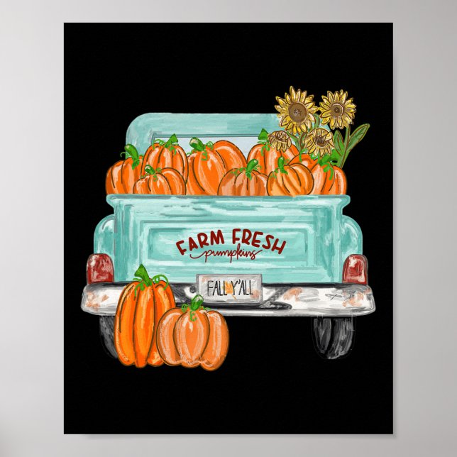 Affiche Automne Y'all Camion Citrouille Tournesol Automne  (Devant)
