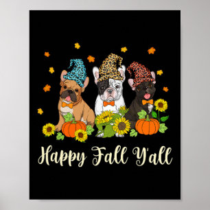Affiche Automne Yall French Bulldog Leopard Citrouille