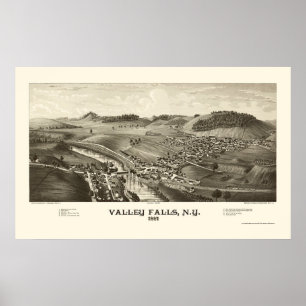 Affiche Automnes de vallée, carte panoramique de NY - 1887