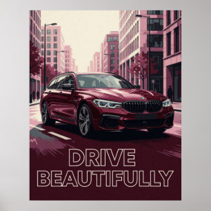 Affiche 🌆 Automobile Rouge Nuit Urbaine