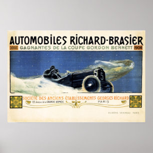 Affiche AUTOMOBILES RICHARD BRASIER Annonce Vieux véhicule