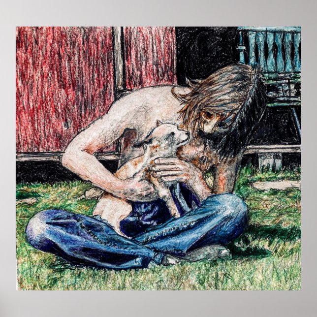 Affiche "Autoportrait 1974" photo de mon chien et moi (Devant)