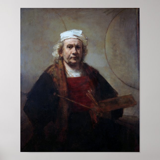 Affiche Autoportrait à deux cercles, Rembrandt (Devant)