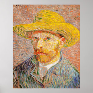Affiche Autoportrait avec Casquette paille (1887) par Vinc