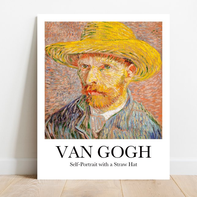 Affiche Autoportrait avec Casquette paille par Vincent van (Own Van Gogh's Sun-Kissed Self! "Straw Hat" Poster)
