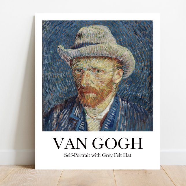 Affiche Autoportrait avec Gris Felt Casquette Vincent van  (Own Van Gogh's Bold Vision: Self-Portrait Poster. Vivid colors, museum quality)
