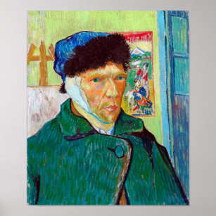 Affiche Autoportrait avec oreille déchirée, Van Gogh