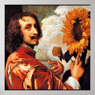 Affiche Autoportrait avec tournesol, célèbre oeuvre d'art