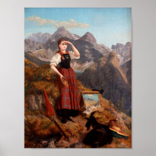 Affiche Autoportrait d'Anna Stainer en costume Lechtaler