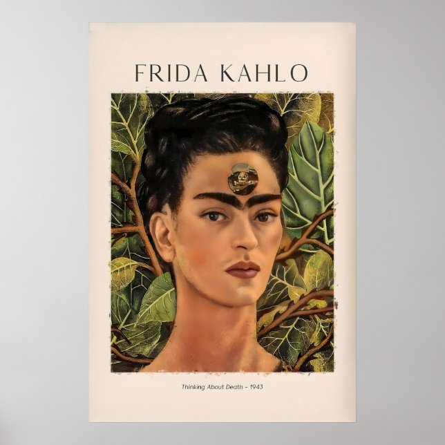 Affiche Autoportrait de Frida Kahlo pensant à la mort (Devant)