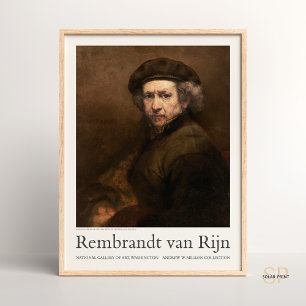 Affiche Autoportrait de Rembrandt avec Beret et tourné