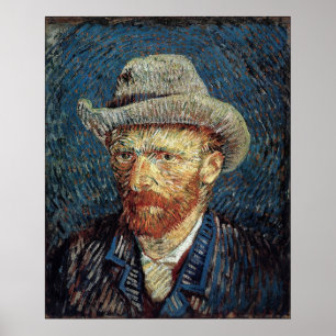 Affiche Autoportrait de Van Gogh avec Casquette gris