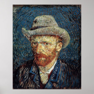 Affiche Autoportrait de Van Gogh avec Casquette gris