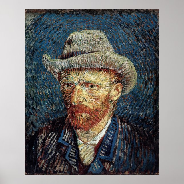 Affiche Autoportrait de Van Gogh avec Casquette gris (Devant)