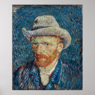 Affiche Autoportrait de Van Gogh avec Casquette gris