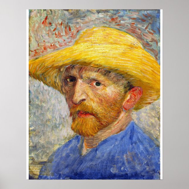 Affiche Autoportrait de Van Gogh avec chapeau de paille (Devant)