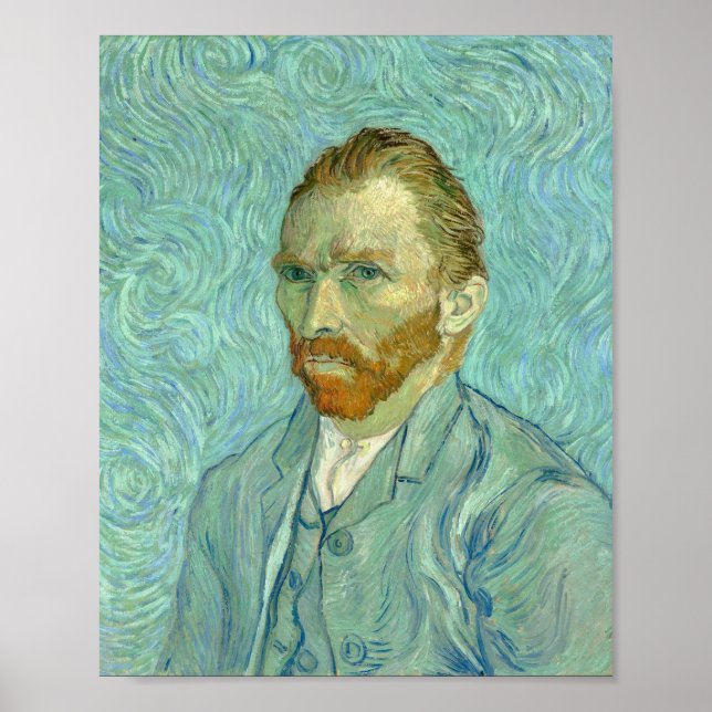 Affiche Autoportrait de Vincent Van Gogh sur fond bleu (Devant)