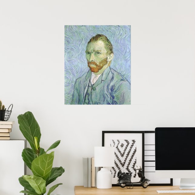 Affiche Autoportrait en bleu par Vincent van Gogh (Bureau à domicile)