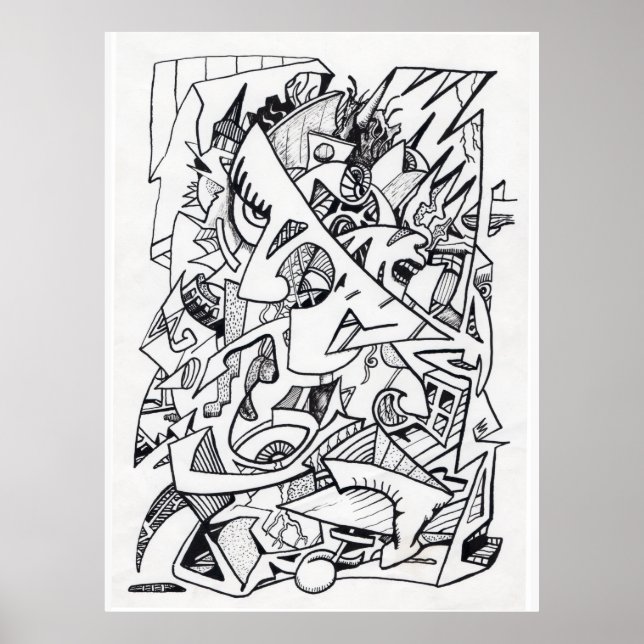 Affiche Autres plans de ici, dessin à encre (Devant)