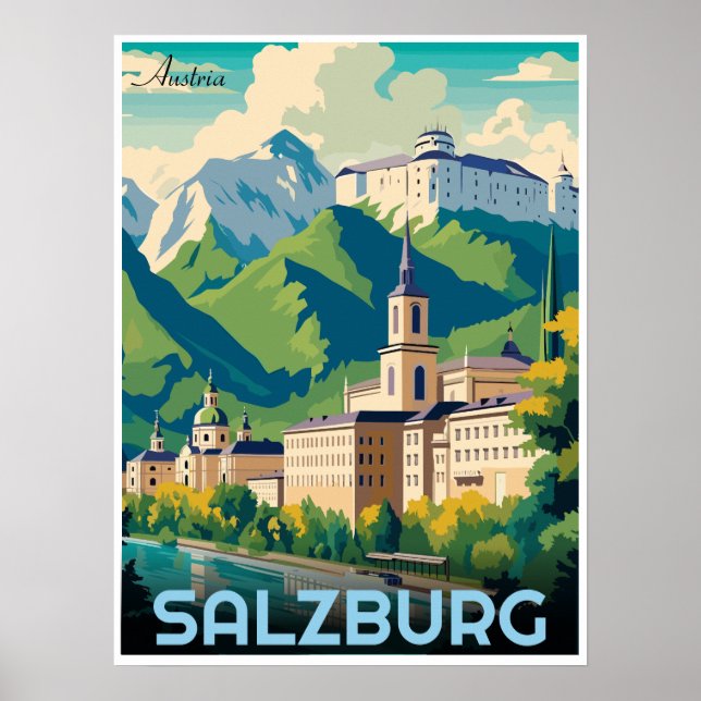 Affiche Autriche capitale salzbourg skyline (Devant)