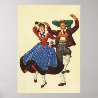 Affiche Autriche, danse folklorique tyrolienne