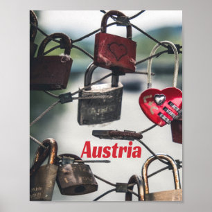 Affiche Autriche Love Locks Pont Salzbourg