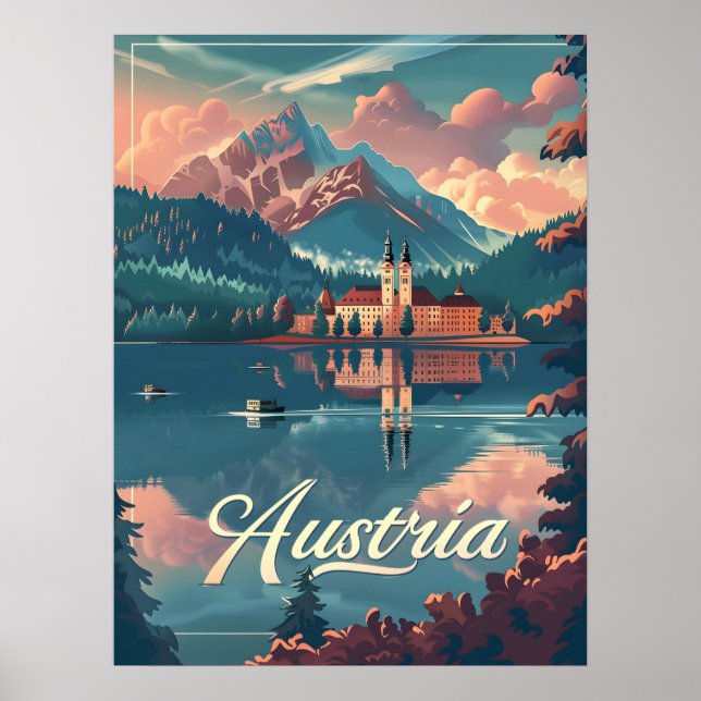 Affiche Autriche Sérénité : Lakeside Mountain (Devant)
