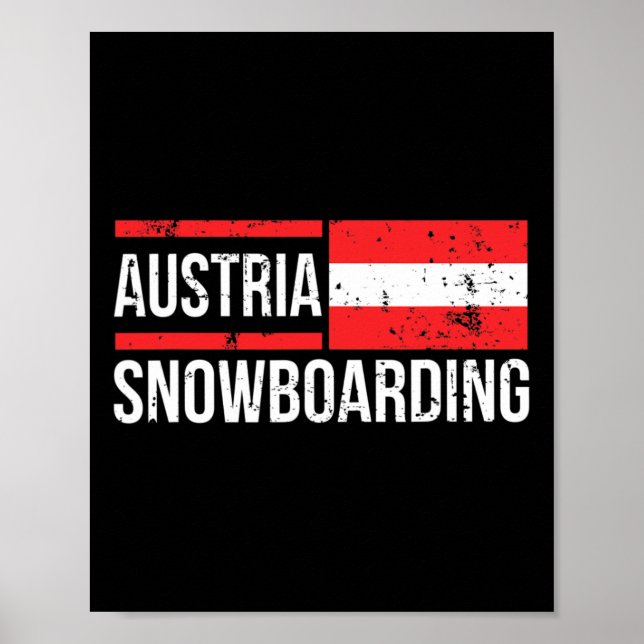 Affiche Autriche Snowboard Autriche Drapeau autrichien Hal (Devant)