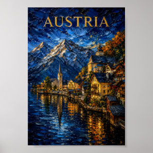 Affiche Autriche : Souvenir d'art pittoresque de Hallstatt