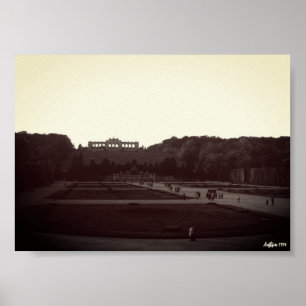Affiche Autriche vintage Vienne Jardins de Schonbrunn 1970