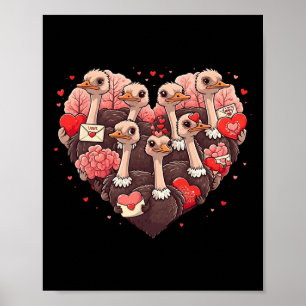 Affiche Autruche drôle Saint Valentin Autruche Femmes Homm