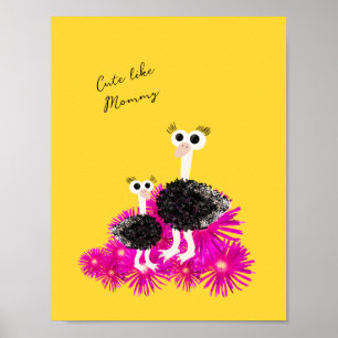 Affiche Autruches mignonnes