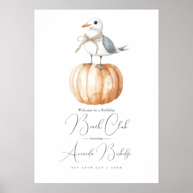 Affiche Autumn Beach Club Welcome Sign - Coastal Chic Fall (Devant)