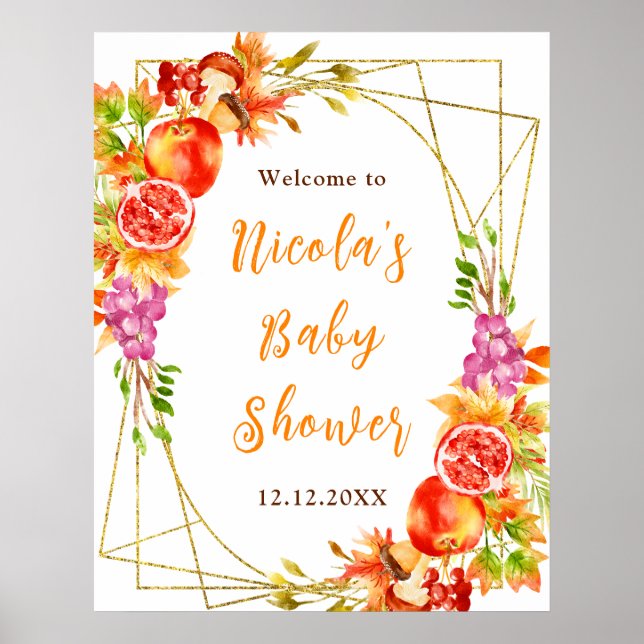 Affiche Autumn Fall Harvest Baby Shower Welcome (Devant)