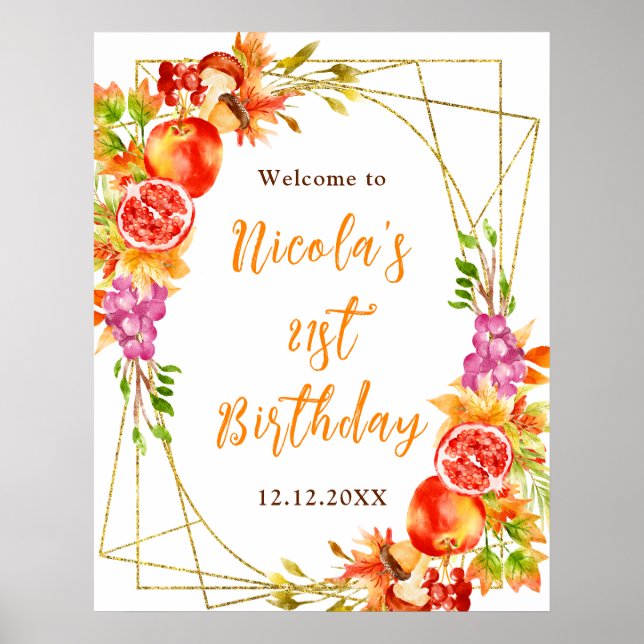 Affiche Autumn Fall Harvest Birthday Welcome (Devant)