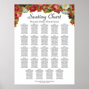 Affiche Autumn Floral 24 Table Wedding Seating Chart