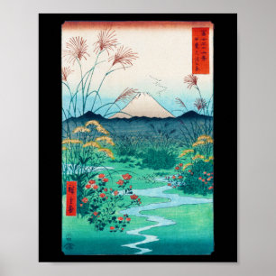 Affiche Autumn flowers and Mt. Fuji, Hiroshige, Ukiyo-e