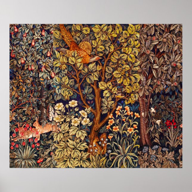 Affiche AUTUMN FOREST ANIMALS Haricots, faisan, Brown Flor (Devant)