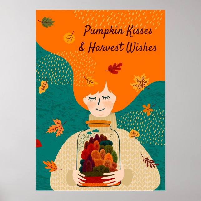 Affiche Autumn Girl with Tree in Jar, personnaliser (Devant)