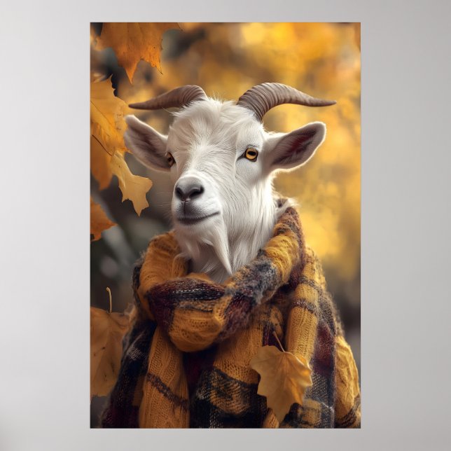 Affiche Autumn Goat Art Print, Rustic Fall (Devant)