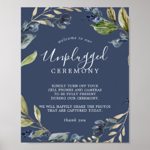 Affiche Autumn Greenery   Navy Unplugged Ceremony Sign