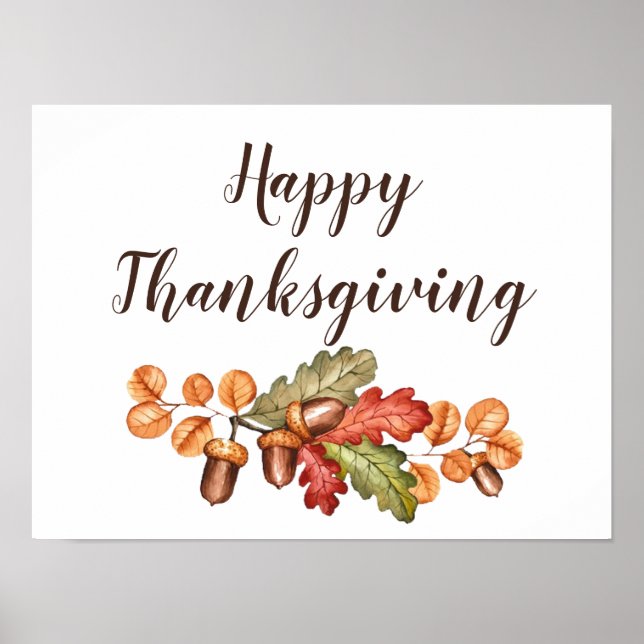 Affiche Autumn leaves and acorns custom   (Devant)