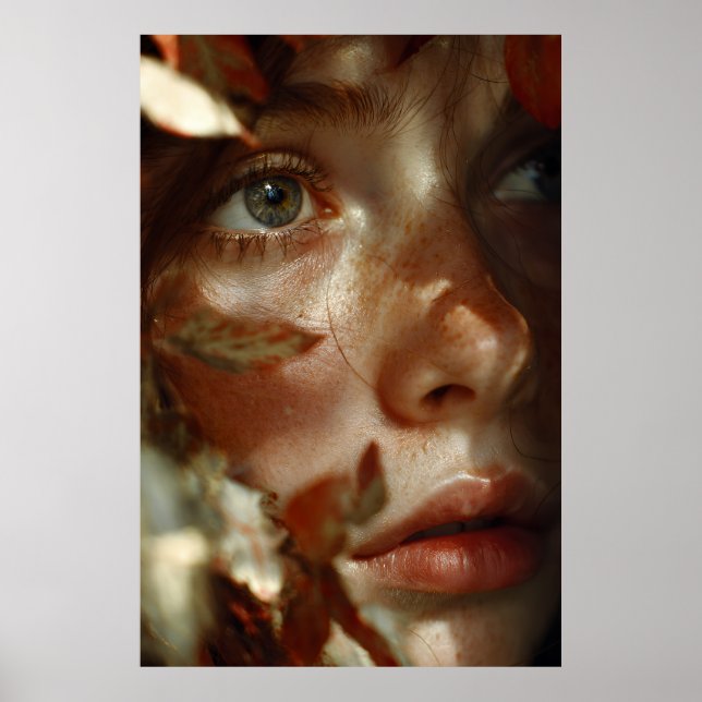 Affiche Autumn Leaves Crown Freckled Portrait (Devant)