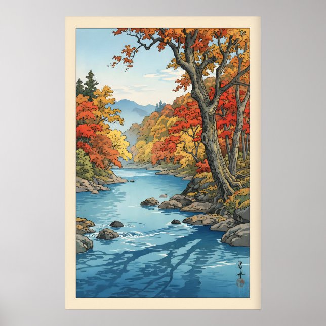 Affiche Autumn Wall Art Print River Scene with Fall (Devant)