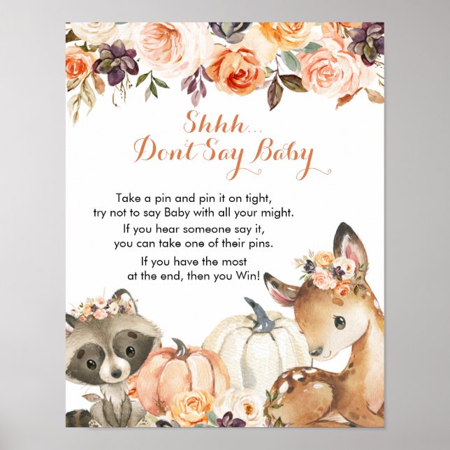 Affiche Autumn Woodland Girl Don't Say Baby Games Sign (Devant)