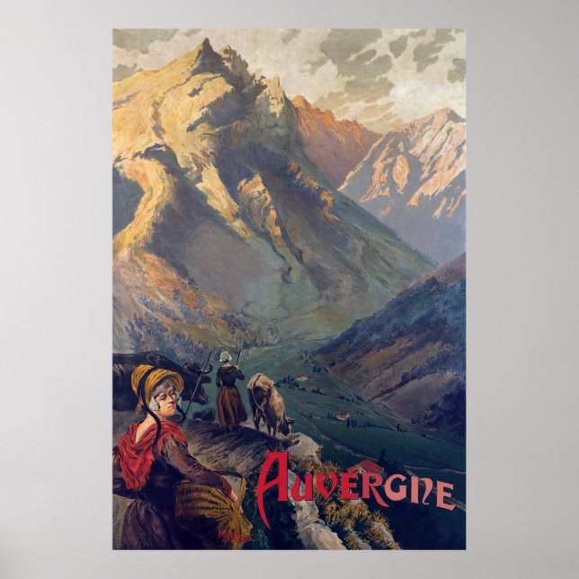 Affiche Auvergne, Route de montagne, France (Devant)