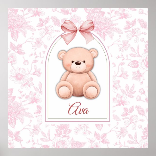 Affiche Ava | Conception personnalisée d'ours en peluche r (Devant)