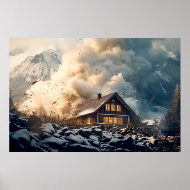 Affiche Avalanche Nature Force Neige Puissance Terre Catas (Devant)